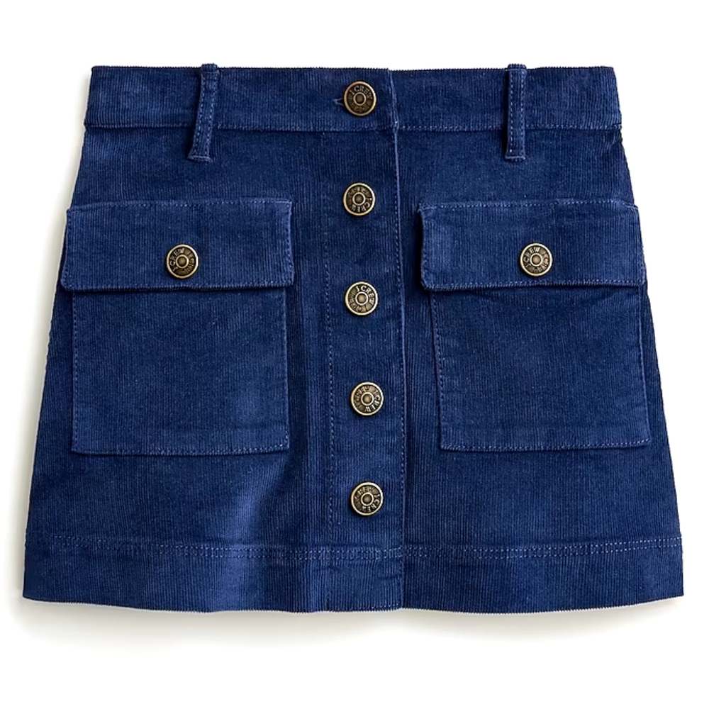 Crewcuts girls corduroy button front Mini skirt, 5, blue